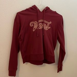 cropped burgundy vans hoodie.